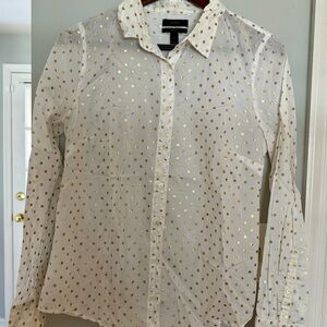J.Crew White and Gold Polka Dot Blouse